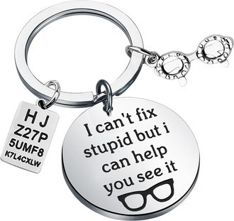 Generic Funny Optometrist Keychain - I Cant Fix Stupid But I Can Help You See It - Silver, Black - Unisex Adults - Eye Doctors, Humorous Professionals