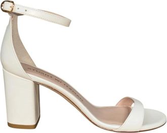 Stuart Weitzman Sandalen met enkelbandje - Dames - Sandalen met hakken - Beige - 36 EU - Leer - Schoenen