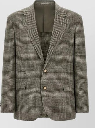 Brunello Cucinelli cashmere wool prince of wales single-breasted blazer