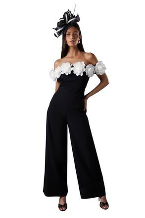 Coast Bardot Wide Leg Jumpsuit in Mono at Nordstrom, Size 6
