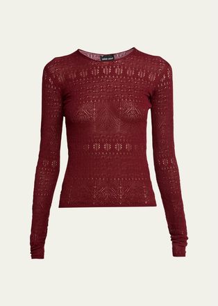 Giorgio Armani Pointelle-Knit Crewneck Sweater