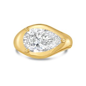 Diana M. Jewels 14KT YELLOW GOLD LAB GROWN PEAR SHAPE DIAMOND FASHION RING WEIGHING 4.00 CTS TW