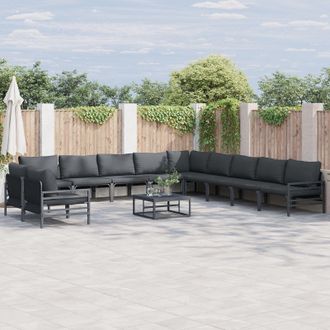 Berkfield Home Garden Sofa Set 11 pcs Anthracite Steel