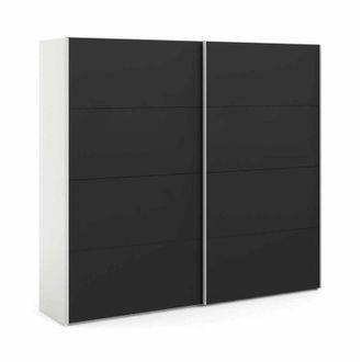 Dmora Dmora - Armario 2 Puertas Kauri, Muebles De Dormitorio, Vestidor, Armario De Ropa, 243x61 H220 Cm, Blanco Y Negro