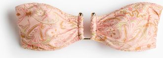 H&M Wattiertes Bandeau-Bikinitop - Puderrosa/Paisleymuster