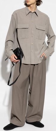 Dolce & Gabbana Wool Shirt With Pockets, Mens, Grey