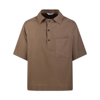 Hev&ograve; Short Sleeve Shirts, male, Brown, Size: XL Montursi Shirt