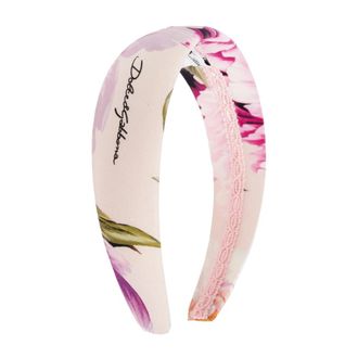 Dolce & Gabbana Fascia per capelli in cotone con motivo floreale - - Accessories - Donna - Rosa - ONE SIZE