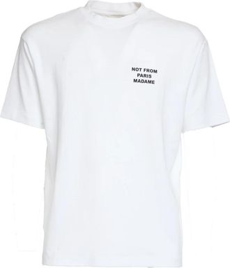Dr&ocirc;le de Monsieur Le T-Shirt Slogan - Heren - T-shirts - Wit - M - Katoen - Tops