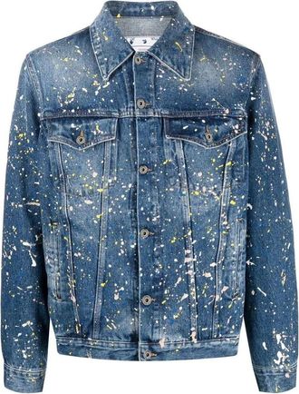 Off-white Paint Skate Denim Jacket Blue OMYE077F22DEN0034000