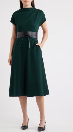 Eliza J Funnel Neck Flared Midi Dress in Hun at Nordstrom, Size 10