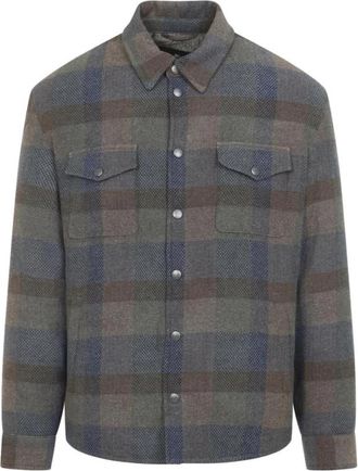 Etro Plaid Button-Down Shirt Jacket - Heren - Zomerjassen - Bruin - L - Wol - Jassen