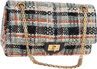 Chanel Reissue 2.55 Flap Bag Quilted Tweed Blue Tweed Bag (Pre-Owned)