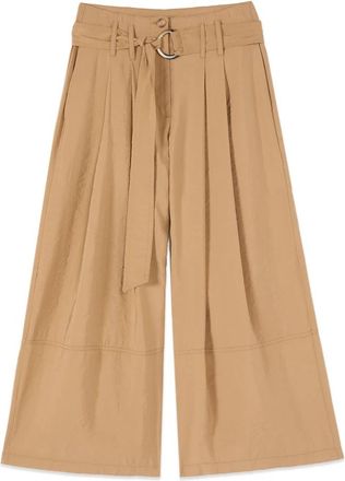 Oltre Cropped palazzo broek van modal blend - Dames - Wijde Broeken - Beige - 3XL - Polyester - Broeken