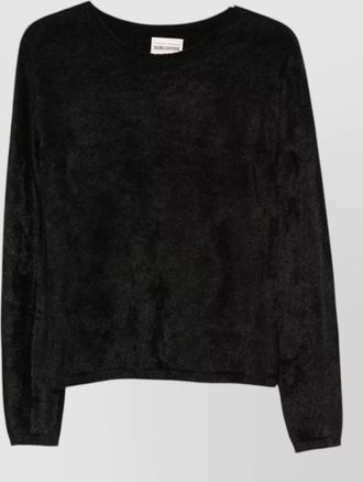 Semicouture textured scoop neck long-sleeve sweater