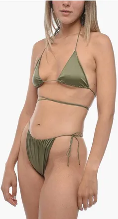 Oséree Solid Color Satin Tie-Side Bikini size L
