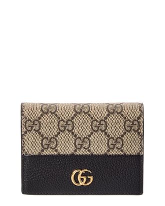 Gucci Gg Marmont Gg Supreme Canvas & Leather Card Case