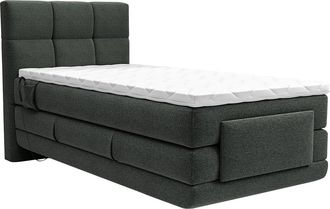 Vente-Unique Conjunto Boxspring con cabecero tapizada + somier el&eacute;ctrico de relajaci&oacute;n + colch&oacute;n + sobrecolch&oacute;n - 100 x 200 cm - antracita - LODI de PALACIO