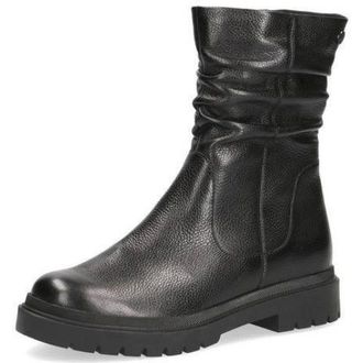 Caprice Elegante zwarte leren laarzen - Dames - Enkellaarsjes - Zwart - 39 EU - Leer - Schoenen