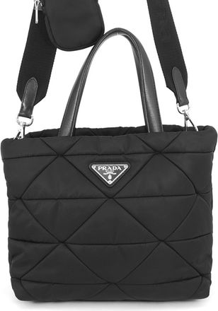 Prada Black Nylon Leather Handbag Tote Bag (Pre-Owned)