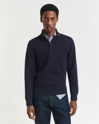 GANT Men Sacker Rib Half-Zip Sweatshirt (XXXL) EVENING BLUE