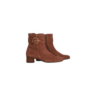 Hassia Schoenen, Dames, Bruin, 38 1/2 EU, Suède, Elegante Suède Enkellaars Kastanje