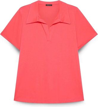 Fiorella Rubino Katoenen T-shirt met Polokraag - Dames - Polos - Rood - L - Katoen - Tops