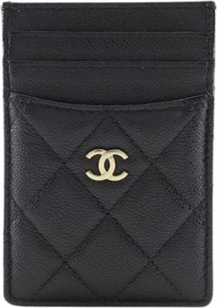 Chanel Pre-owned Matelasse Caviar Card Case - Dames - Vintage Accessoires - Zwart - ONE Size - Leer - Vintage
