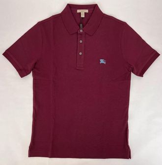 Burberry Mens Deep Claret Cotton Embroidered Logo Polo Shirt S