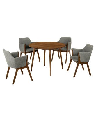 Armen Living Arcadia And Renzo 42In Round Wood 5pc Dining Set