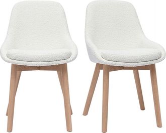 Miliboo Miliboo - Set De 2 Sillas N&oacute;rdicas De Borreguillo Blanco Y Madera Clara Maciza Holo