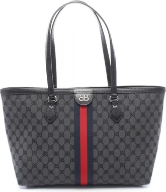 Balenciaga Black Gray Canvas Handbag Tote Bag (Pre-Owned)