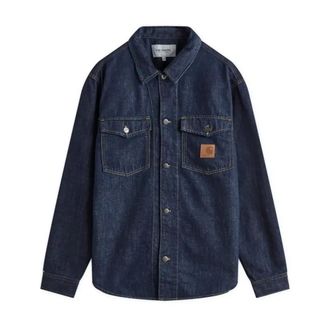 Carhartt Work in Progress Diepblauwe Denim Overhemdjasje - Heren - Spijkeroverhemden - Blauw - L - Denim - Overhemden