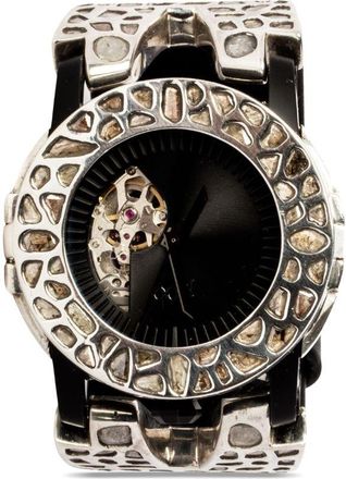 Parts Of Four P4-FOB Watch 156 41mm - unisex - Buffalo Leather/Sterling Silver/Diamond - M