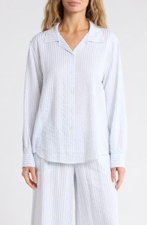Splendid Stripe Seersucker Button-Up Shirt in Country Purple/White at Nordstrom Rack, Size X-Small