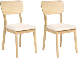Beliani Set of 2 Dining Chairs MINIER Wood Light Brown/ Beige