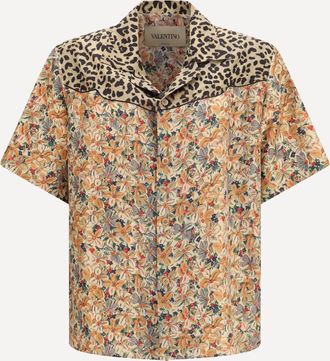 Valentino Short-sleeve floral and leopard print Shirt Male 50