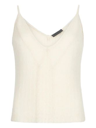 Liu Jo V-neck top - women - Nylon/Alpaca/Wool - L - Neutrals