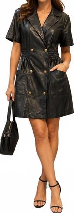 Jade Yoga Faux Leather Shirt Dress In Black