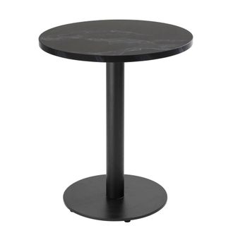 Oviala Mesa de comedor 60 cm pie negro y revestimiento de m&aacute;rmol negro