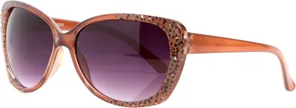 Accessoryo Ladies Ladies Retro Brown Oversized Cat Eye Shape Sunglasses with Animal Print Detail and Black lenses