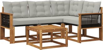 vidaXL Conjunto De Sof&aacute;s De Exterior 5 Uds. Natural Y Gris Claro Vidaxl