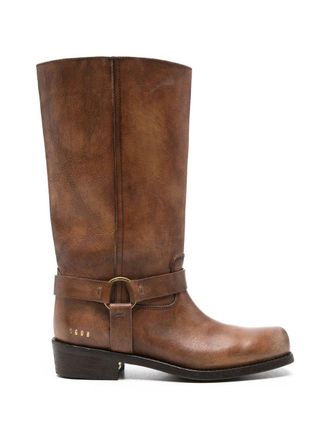 Golden Goose Biker Square Distressed Leather Upper With Strap And Accessory