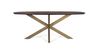 Giner&Colomer Mesa de comedor ovalada en madera de acacia y patas de metal 200 cm