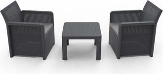 Shaf Sp Berner - Set De Muebles De Jard&iacute;n Y Terraza Nassau Tete A Tete Color Grafito - 2 Sillones Y Mesa De Centro Con Almacenaje - Fabricado En Espa&ntilde;a Con