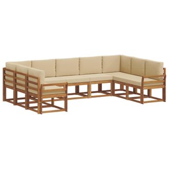 vidaXL Conjunto De Sof&aacute;s De Exterior Con Coj&iacute;n 9 Pcs Natural Y Beige Vidaxl