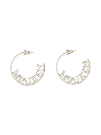 Alexander McQueen Silver Logo Hoop Earrings