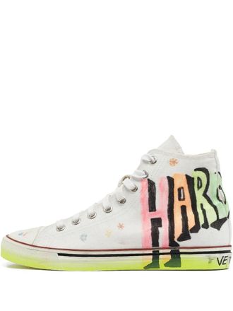 VETEMENTS Pre-Owned canvas printed sneakers - White