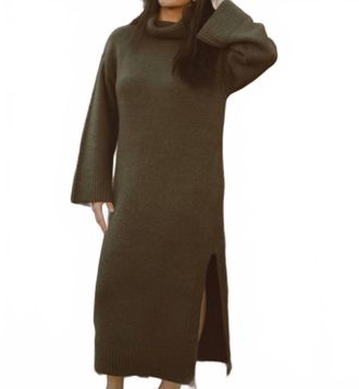 Promesa You More Maxi Sweater Dress In Olive Green