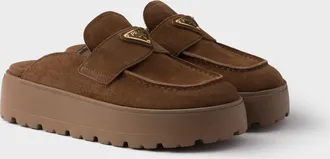 Prada Suede flatform mules